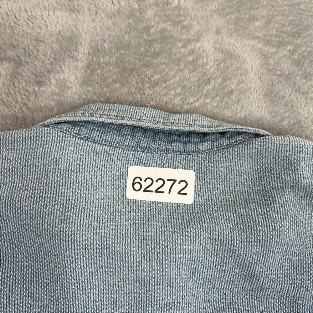 Vintage Y2K Textured Surf Button Down Medium Blue Men Streetwear Boho Shirt - Picture 12 of 12